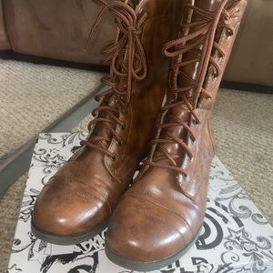 vegan leather combat boots